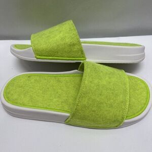 FitFlop iQushion Tennis Ball Neon Felt Womens fashion‎ Slides Sandals SZ 8 NWT